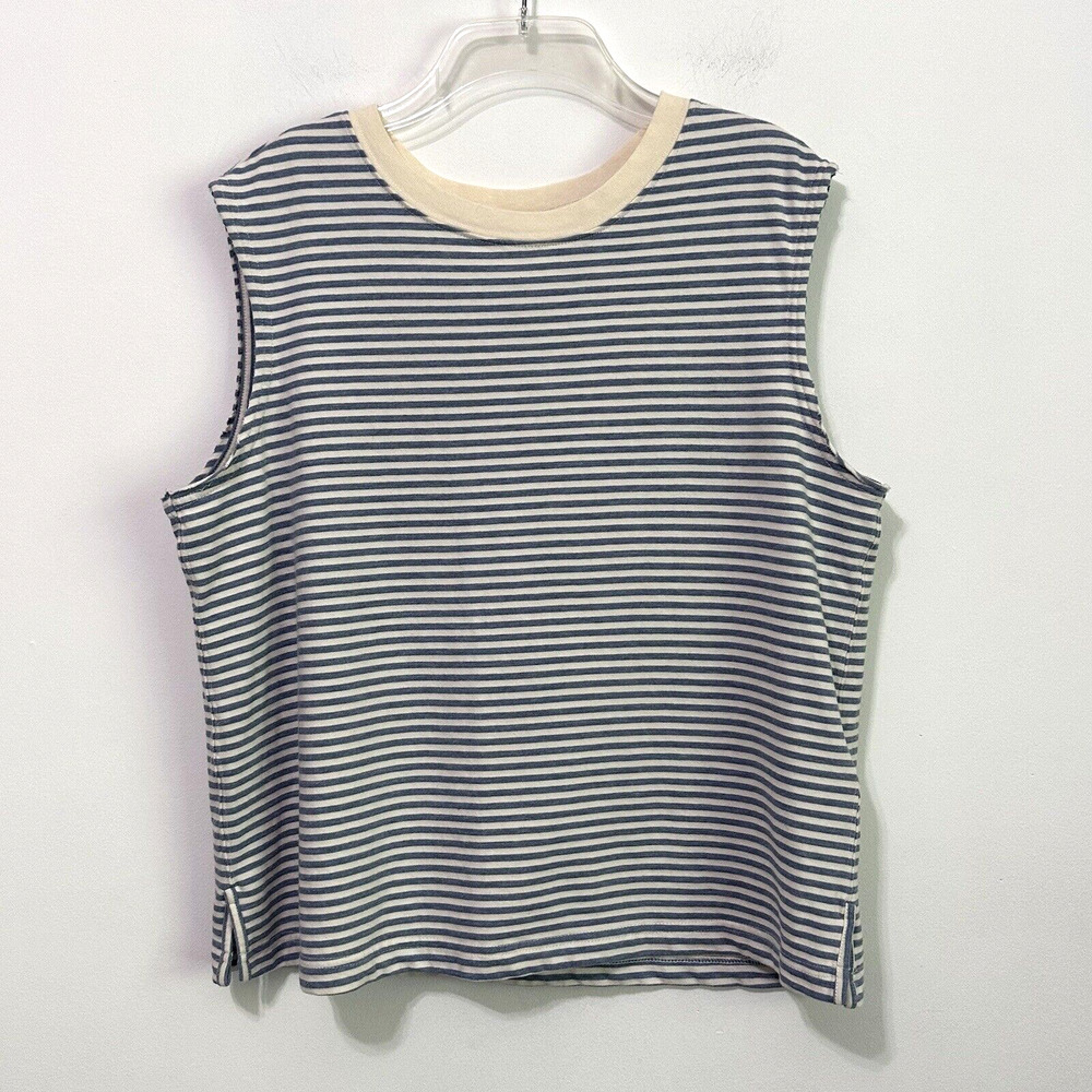 Current Elliott‎ Collins Stripe Muscle Tee 3 Large Knit Blue Casual Stretch Top